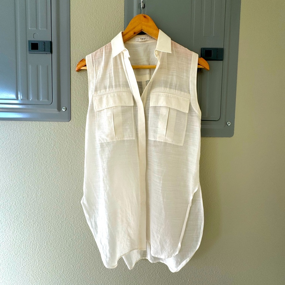 Helmut Lang top womens sheer costal silk blend sleeveless resort boho xs
